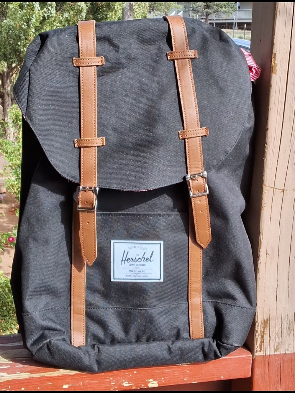 Herschel Supply Company Black Canvas Backpack with Brown Straps